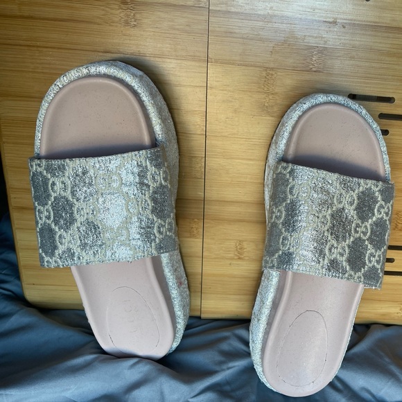 Gucci Shoes - Gucci Silver Platform Mules